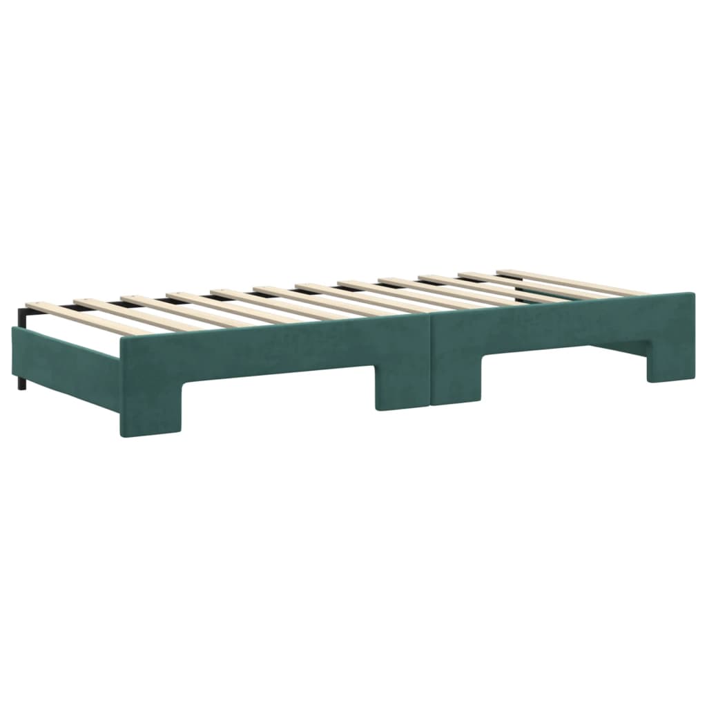 Divano Letto con Letto Estraibile Verde Scuro 90x200cm Velluto 3197773