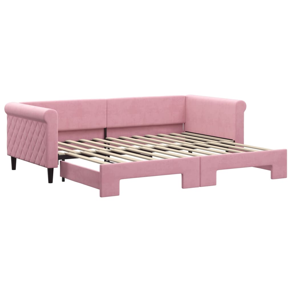 Divano Letto con Letto Estraibile Rosa 90x200 cm in Velluto 3197774