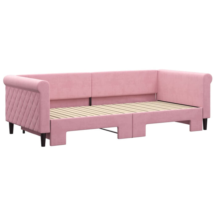 Divano Letto con Letto Estraibile Rosa 90x200 cm in Velluto 3197774