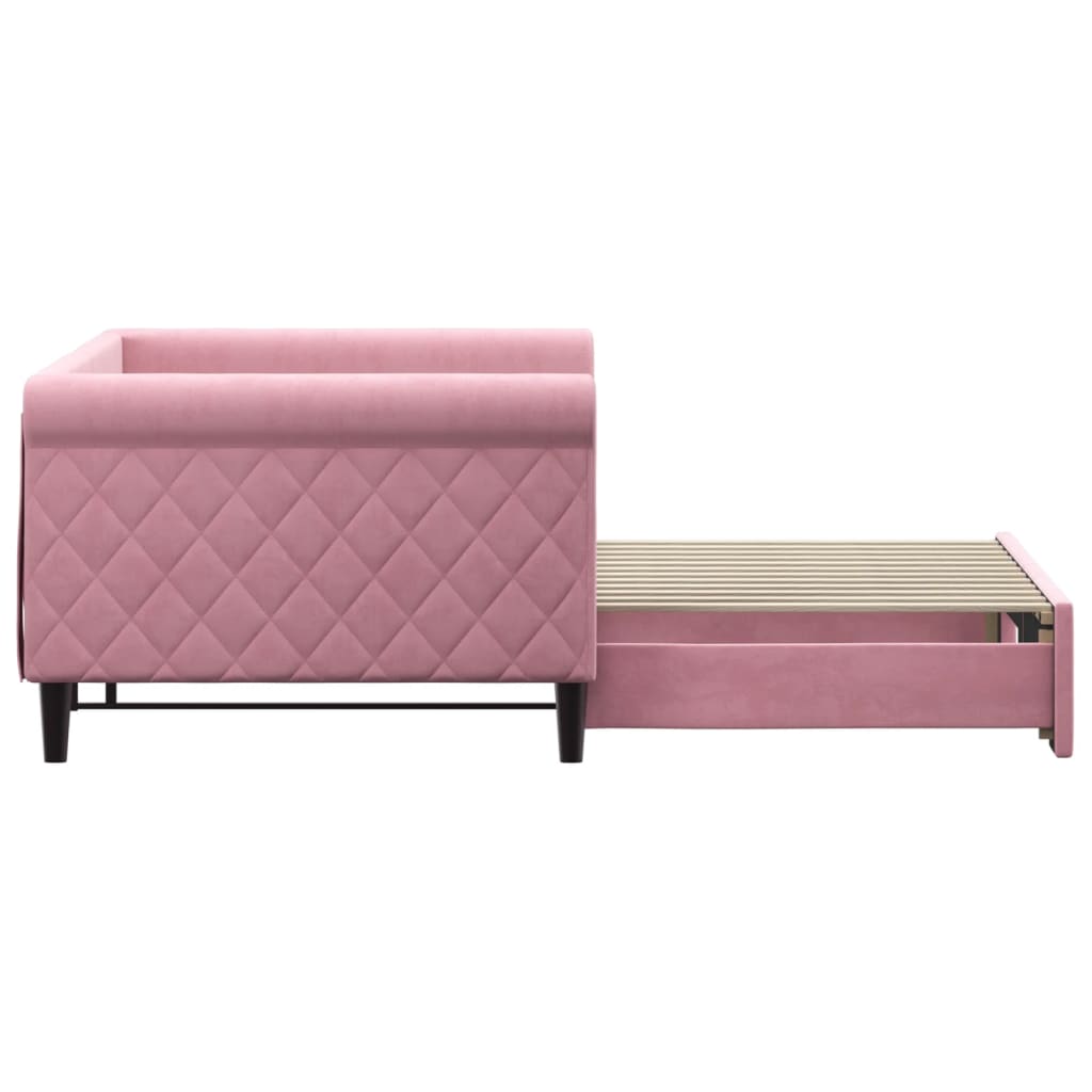 Divano Letto con Letto Estraibile Rosa 90x200 cm in Velluto 3197774