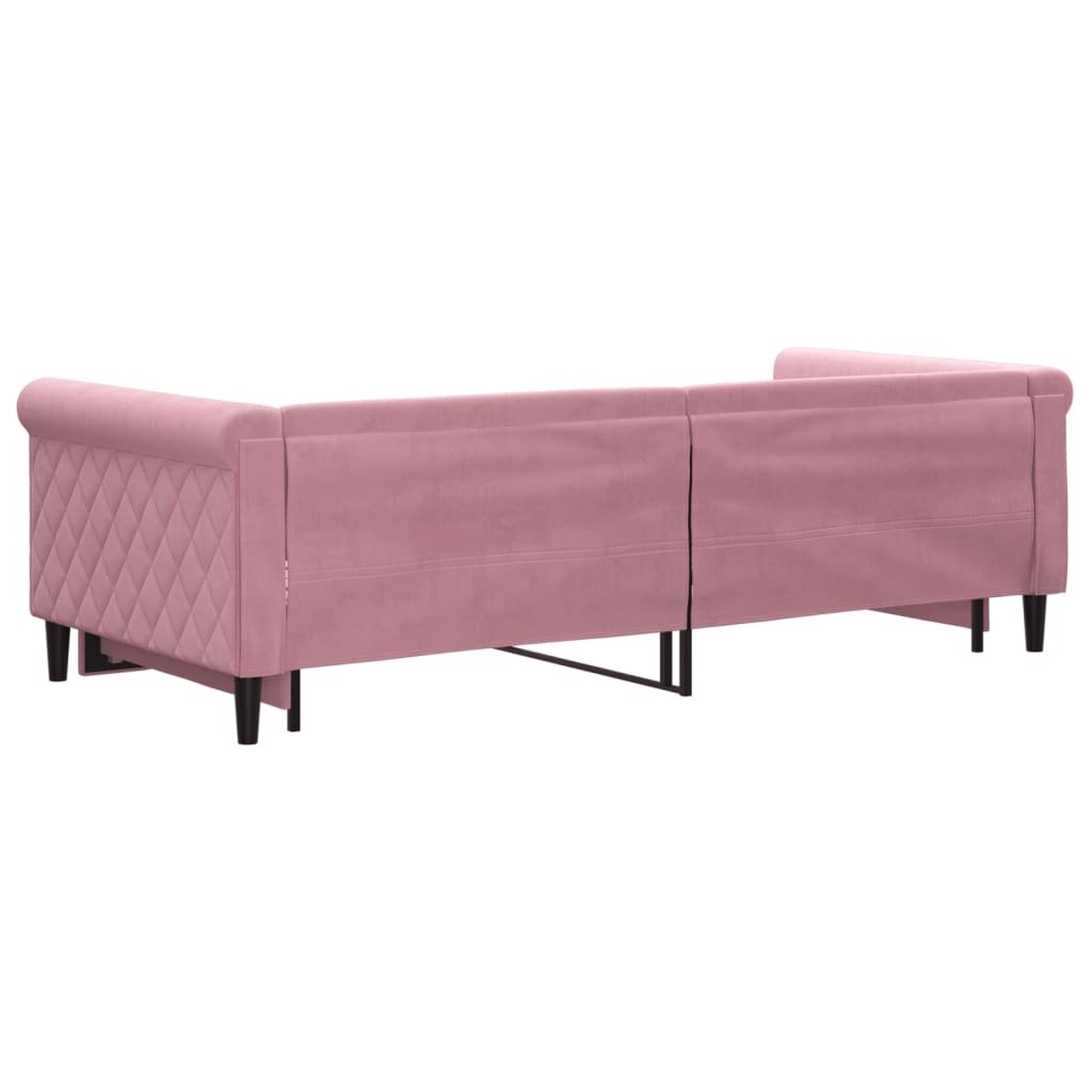 Divano Letto con Letto Estraibile Rosa 90x200 cm in Velluto 3197774