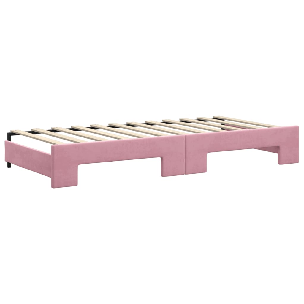 Divano Letto con Letto Estraibile Rosa 90x200 cm in Velluto 3197774