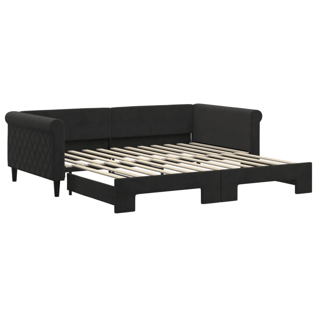 Divano Letto con Letto Estraibile Nero 100x200 cm in Vellutocod mxl 82681