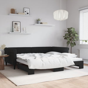 Divano Letto con Letto Estraibile Nero 100x200 cm in Vellutocod mxl 82681