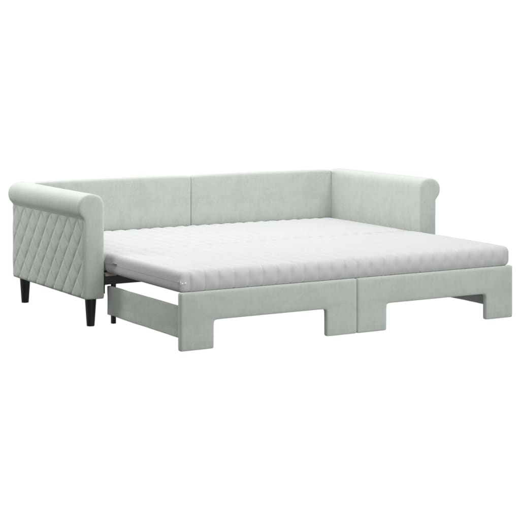 Divano Letto Estraibile Materassi Grigio Chiaro 90x200 Vellutocod mxl 106612