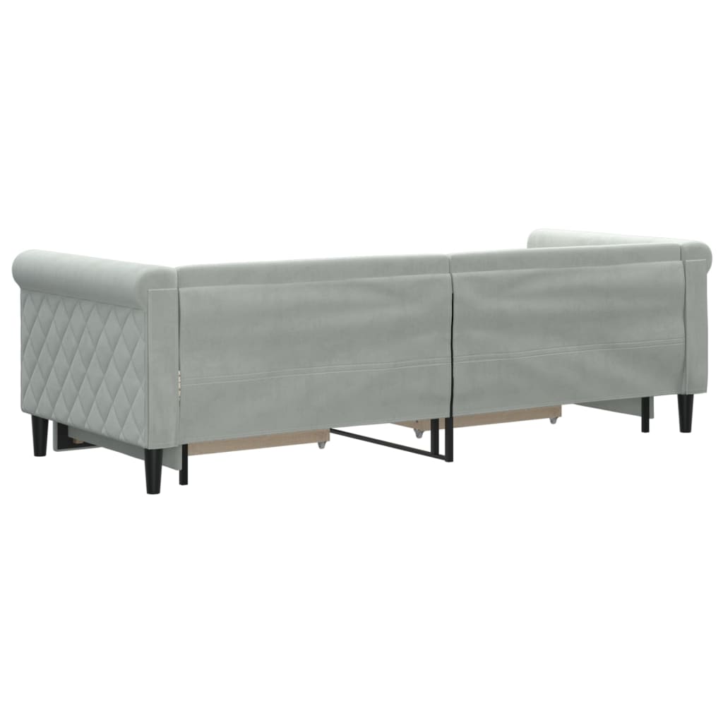 Divano Letto Estraibile Cassetti Grigio Chiaro 80x200cm Velluto 3197812