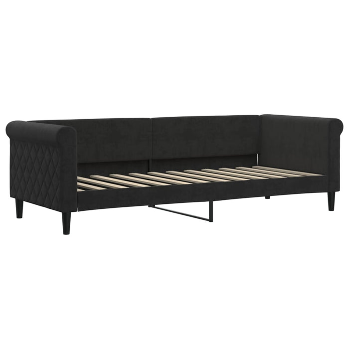 Divano Letto Estraibile con Cassetti Nero 80x200 cm in Velluto 3197816