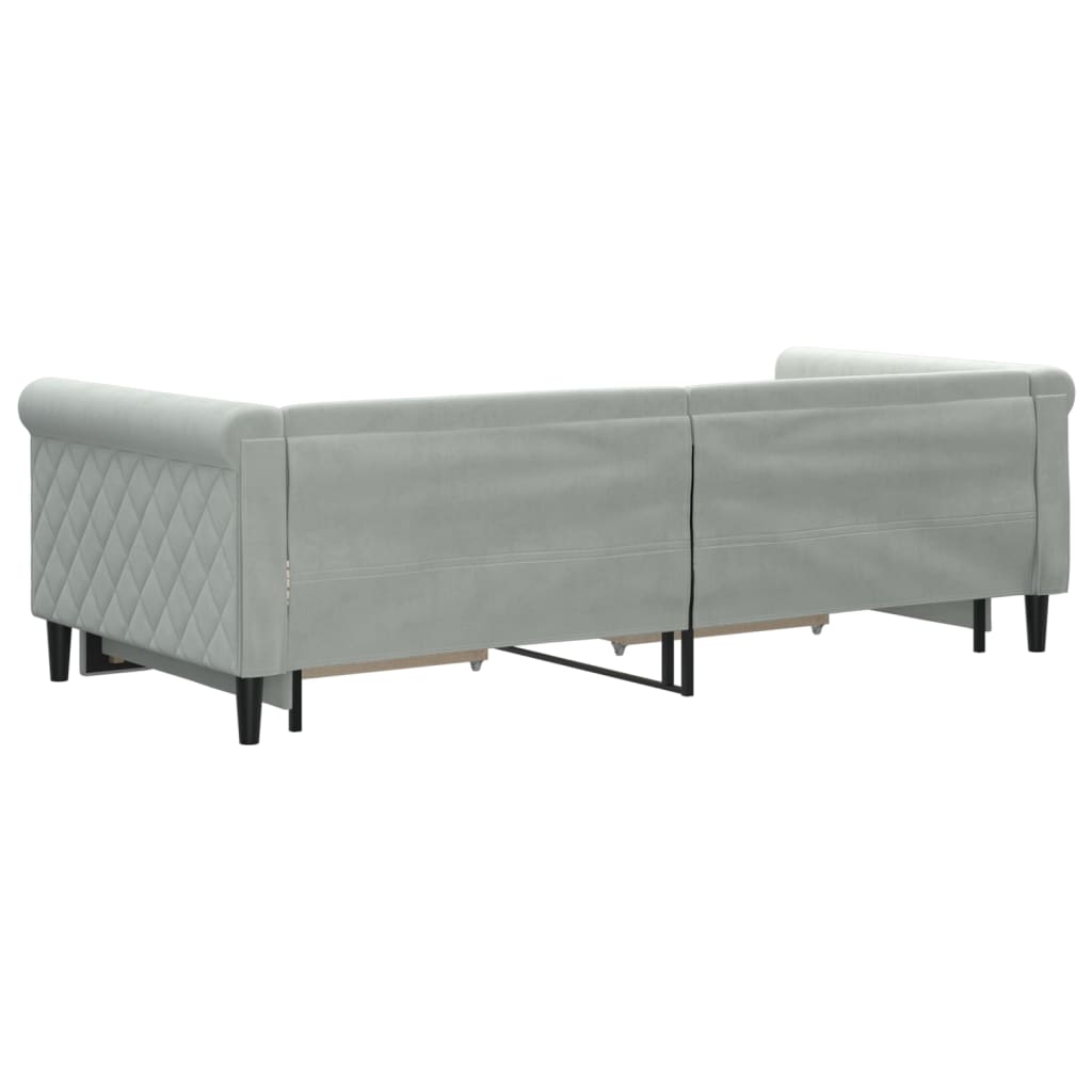 Divano Letto Estraibile Cassetti Grigio Chiaro 90x200cm Velluto 3197819