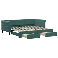 Divano Letto Estraibile Cassetti Verde Scuro 90x200cm Velluto 3197821