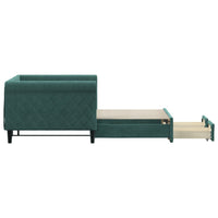 Divano Letto Estraibile Cassetti Verde Scuro 90x200cm Velluto 3197821