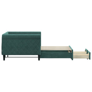 Divano Letto Estraibile Cassetti Verde Scuro 90x200cm Velluto 3197821