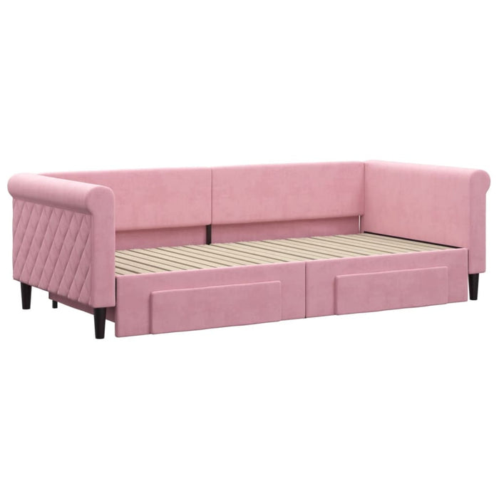 Divano Letto Estraibile con Cassetti Rosa 90x200 cm Velluto 3197822