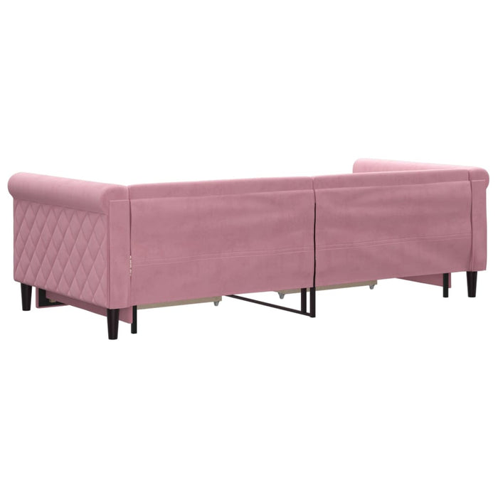 Divano Letto Estraibile con Cassetti Rosa 90x200 cm Velluto 3197822