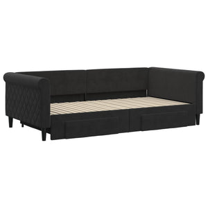 Divano Letto Estraibile con Cassetti Nero 100x200 cm in Vellutocod mxl 106642