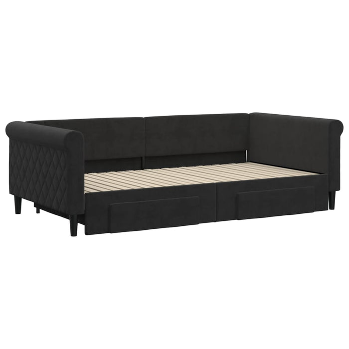 Divano Letto Estraibile con Cassetti Nero 100x200 cm in Vellutocod mxl 106642