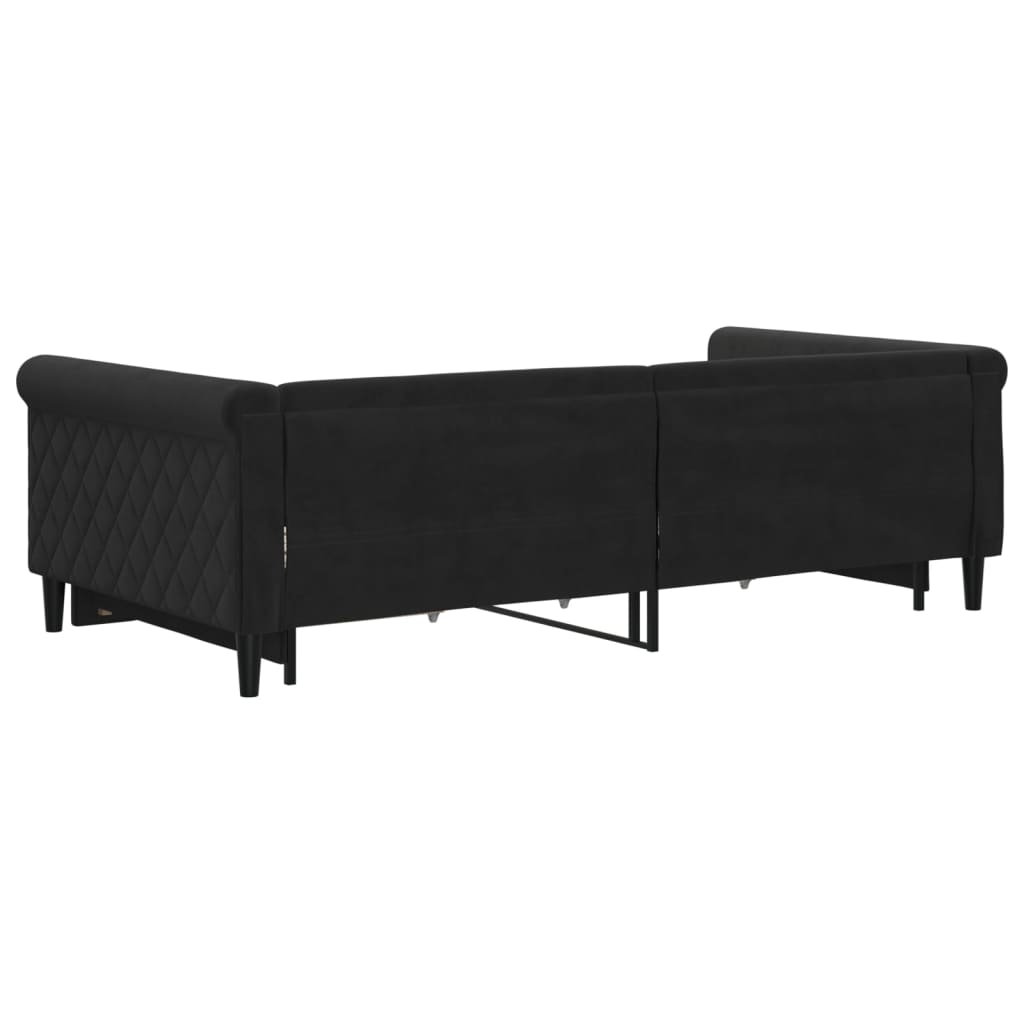 Divano Letto Estraibile con Cassetti Nero 100x200 cm in Velluto 3197830