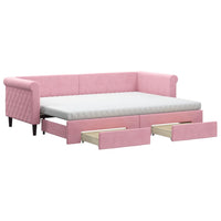 Divano Letto Estraibile con Cassetti Rosa 80x200 cm Velluto 3197839