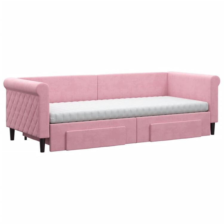 Divano Letto Estraibile con Cassetti Rosa 80x200 cm Velluto 3197839