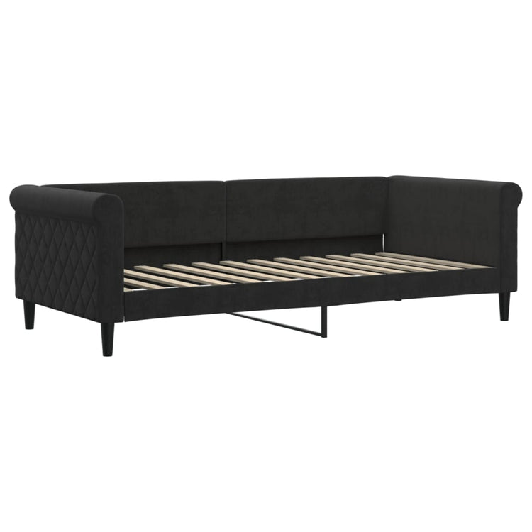 Divano Letto Estraibile con Cassetti Nero 90x200 cm in Velluto 3197847