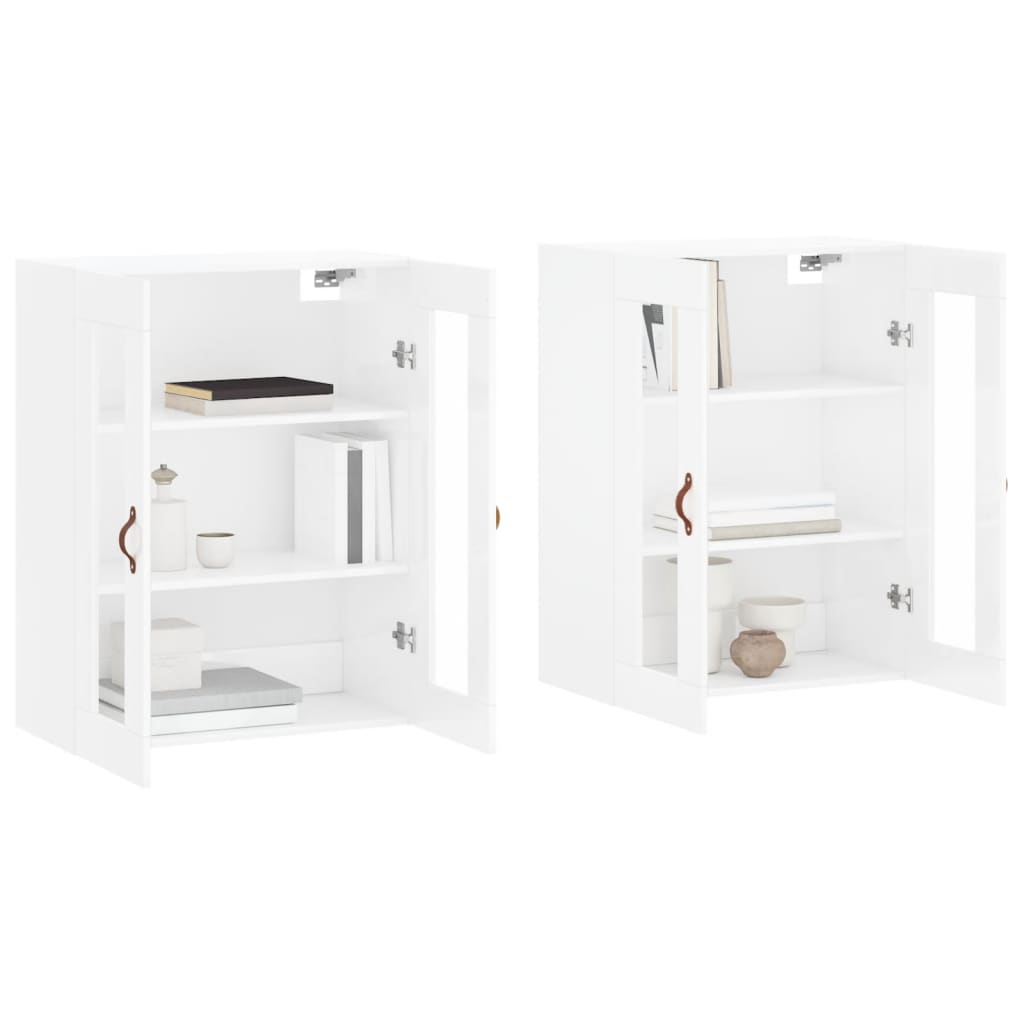 Armadietti a Parete 2 pz Bianco Lucido in Legno Multistrato 3197915