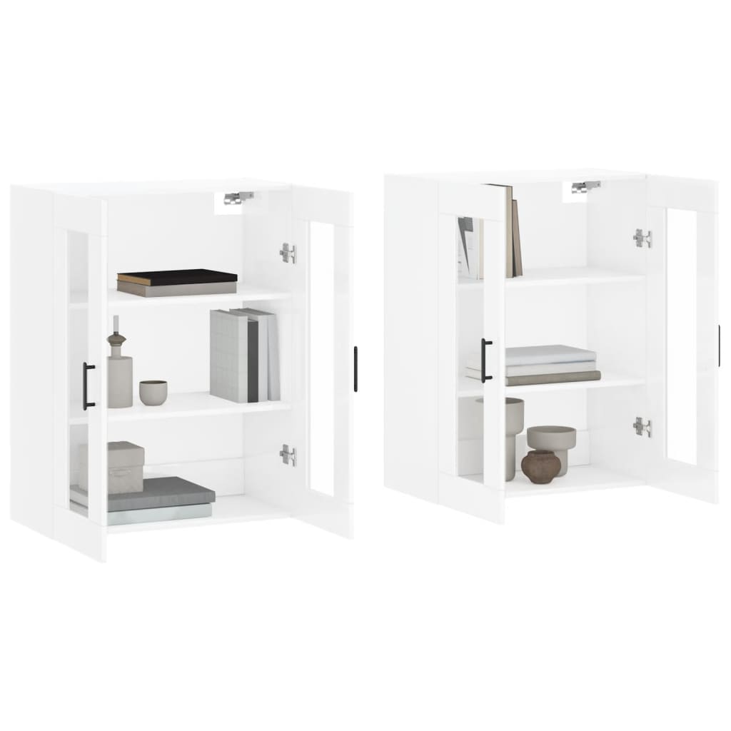 Armadietti a Parete 2 pz Bianco Lucido in Legno Multistratocod mxl 118079