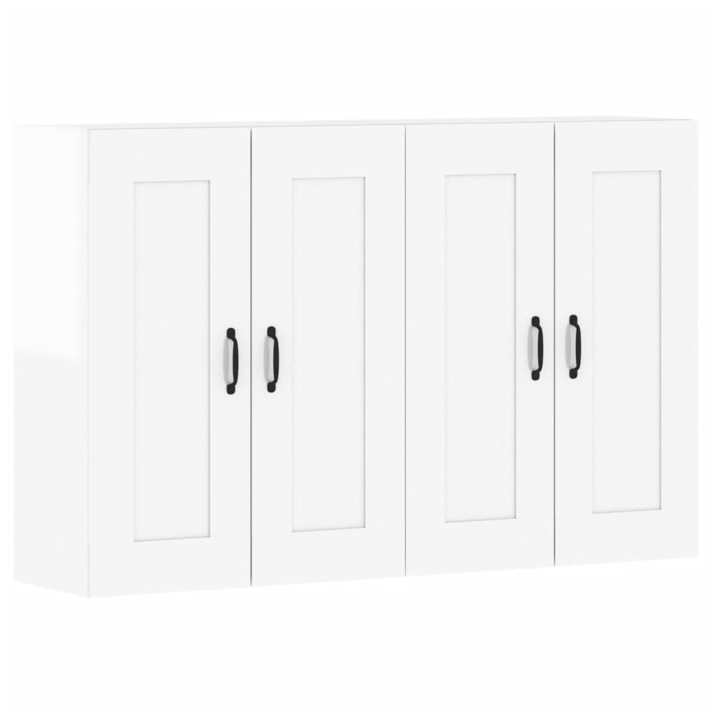 Armadietti a Parete 2 pz Bianco Lucido in Legno Multistratocod mxl 93662