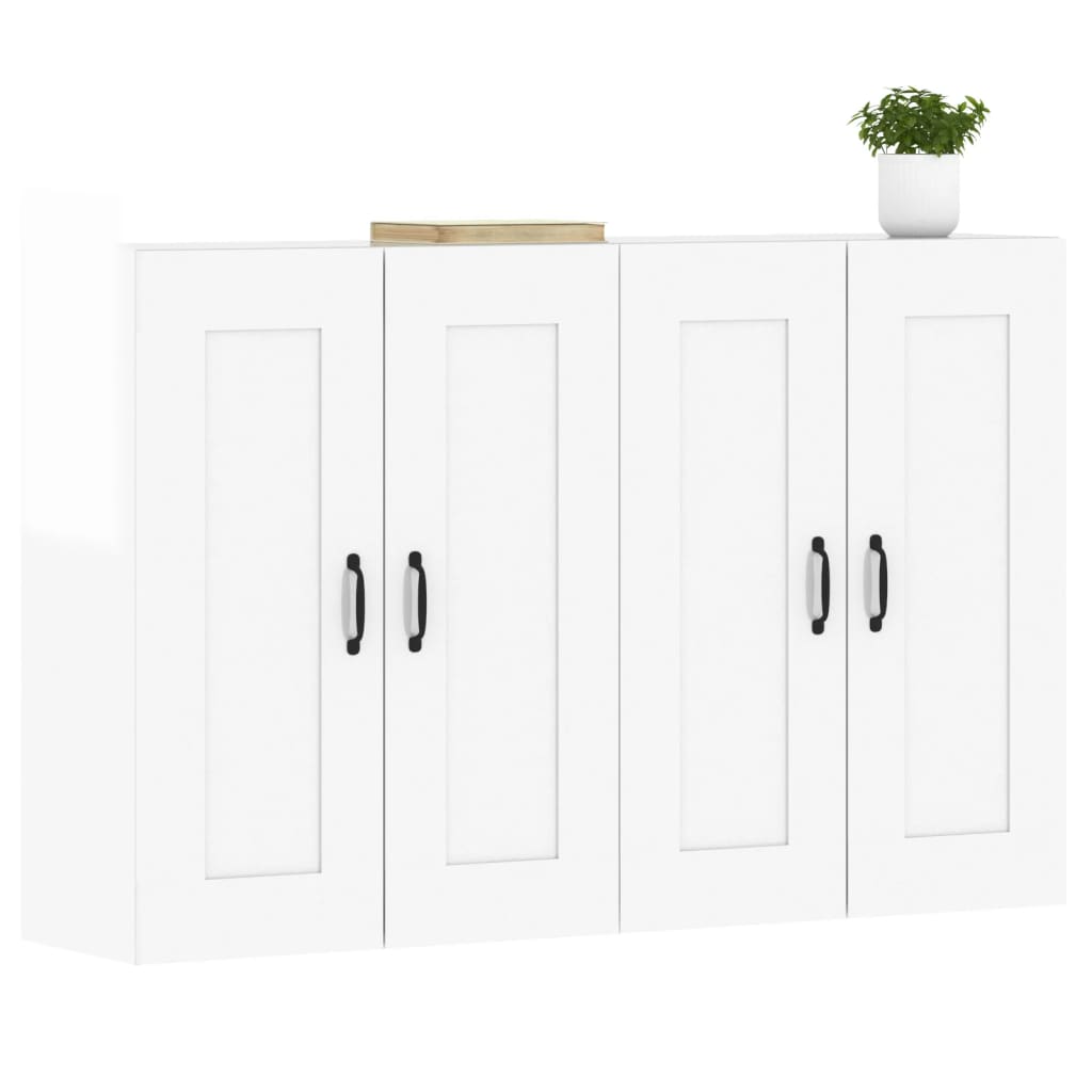 Armadietti a Parete 2 pz Bianco Lucido in Legno Multistratocod mxl 93662