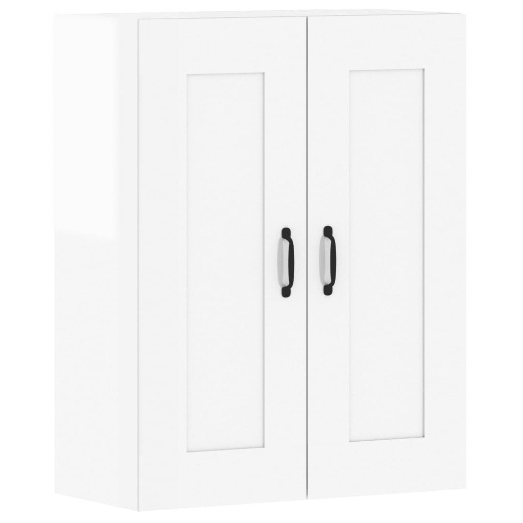 Armadietti a Parete 2 pz Bianco Lucido in Legno Multistrato 3197989