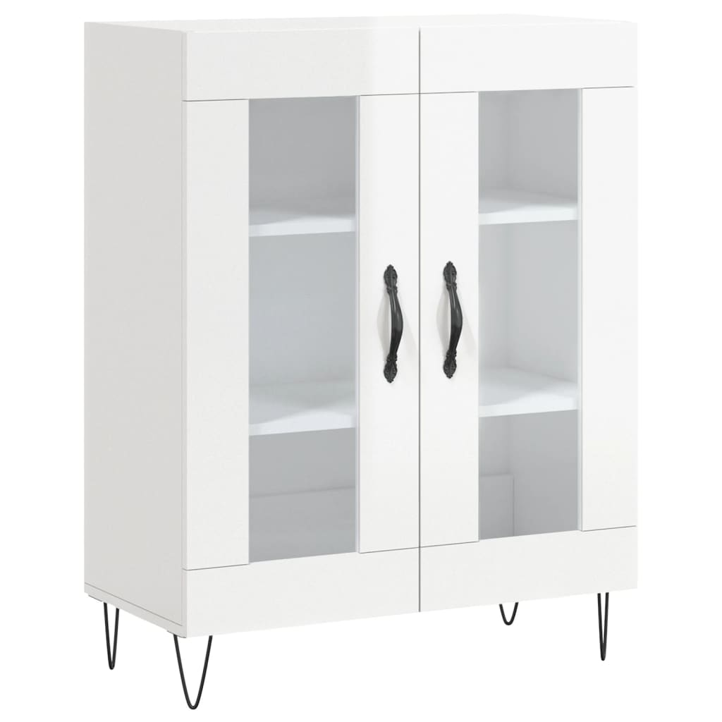 Credenza Bianco Lucido 69,5x34x180 cm in Legno Multistrato 3198067