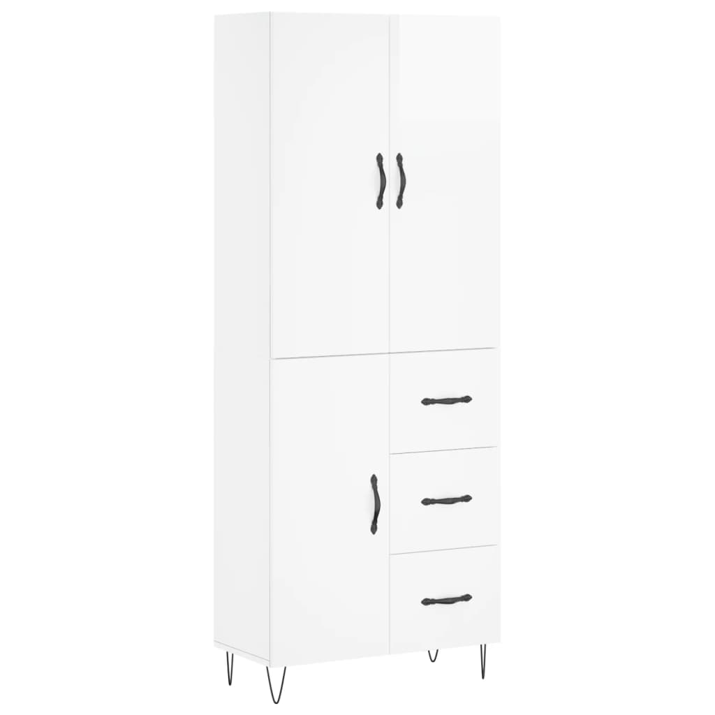 Credenza Bianco Lucido 69,5x34x180 cm in Legno Multistrato 3198091