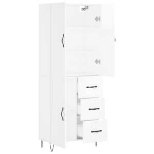 Credenza Bianco Lucido 69,5x34x180 cm in Legno Multistrato 3198091