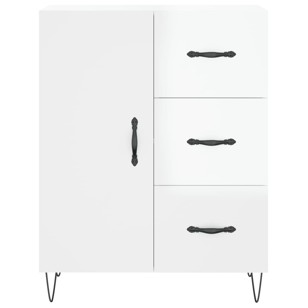 Credenza Bianco Lucido 69,5x34x180 cm in Legno Multistrato 3198091