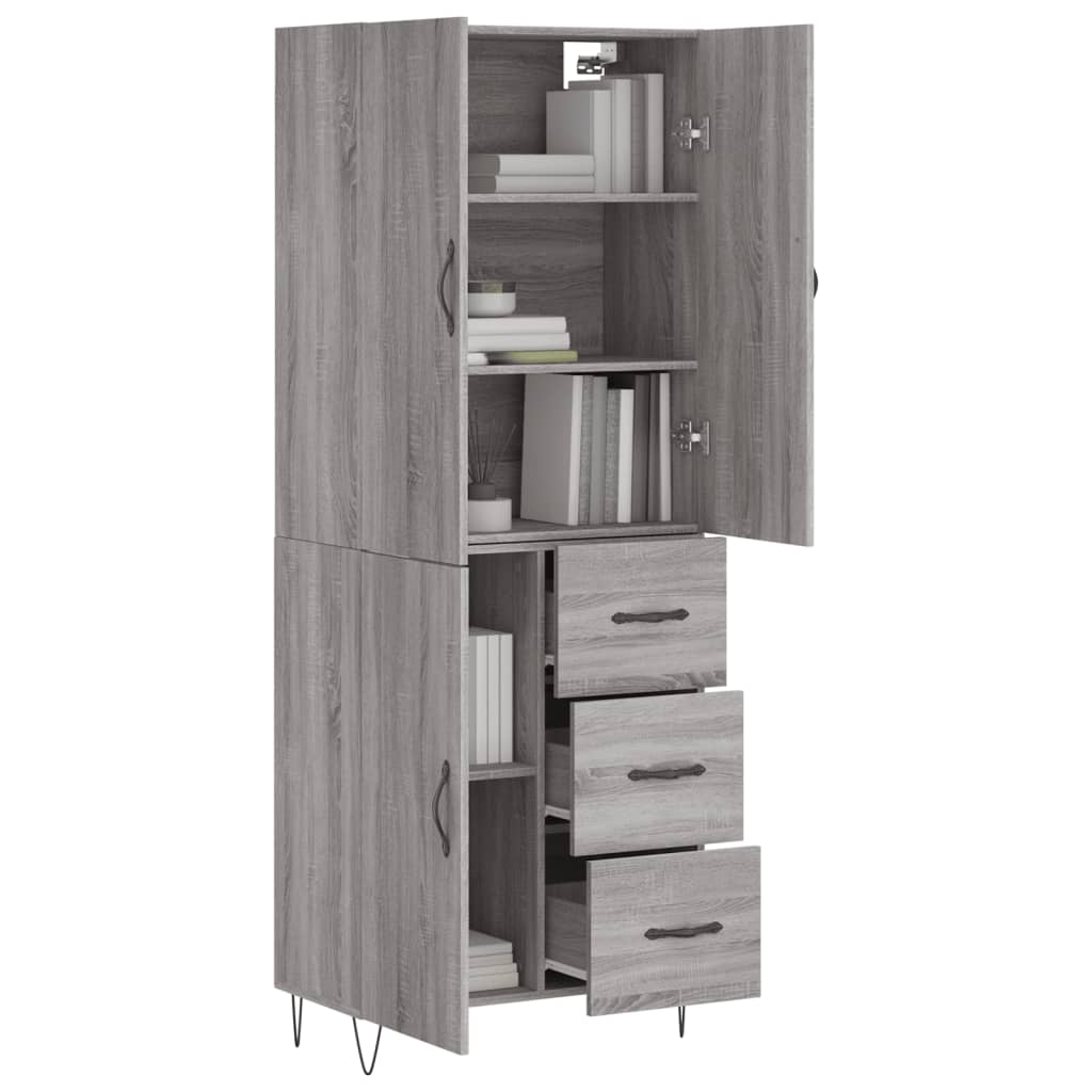 Credenza Grigio Sonoma 69,5x34x180 cm in Legno Multistrato 3198095