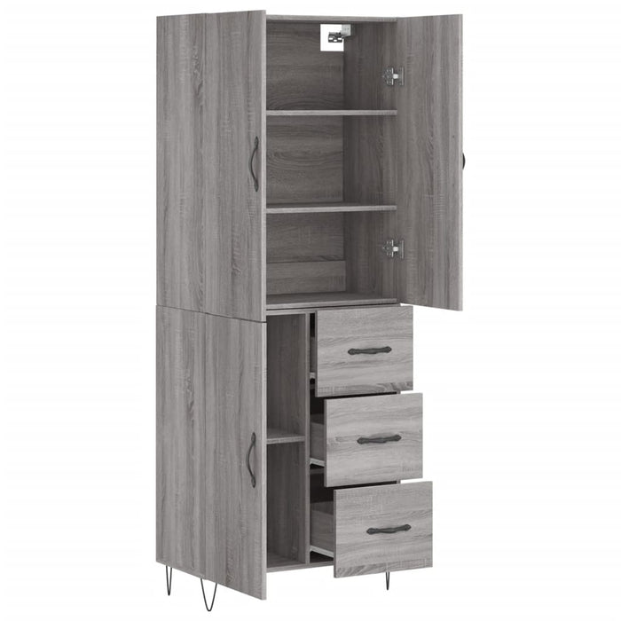 Credenza Grigio Sonoma 69,5x34x180 cm in Legno Multistrato 3198095