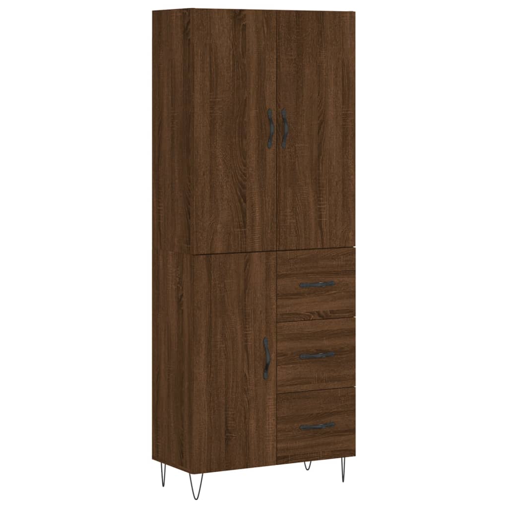 Credenza Rovere Marrone 69,5x34x180 cm in Legno Multistrato 3198096