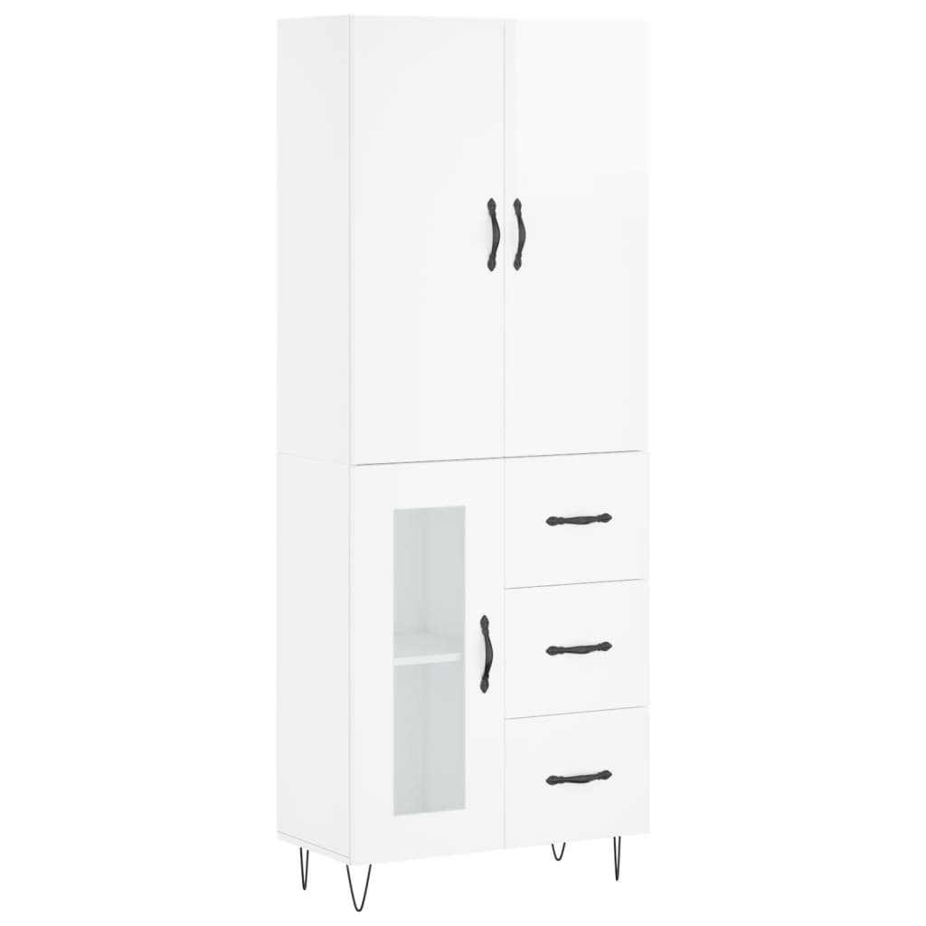 Credenza Bianco Lucido 69,5x34x180 cm in Legno Multistratocod mxl 107448