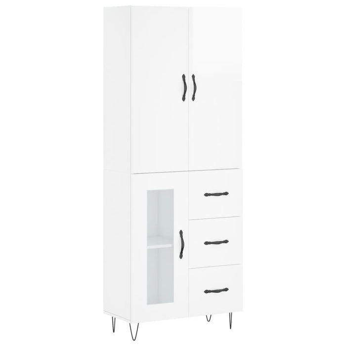 Credenza Bianco Lucido 69,5x34x180 cm in Legno Multistratocod mxl 107448