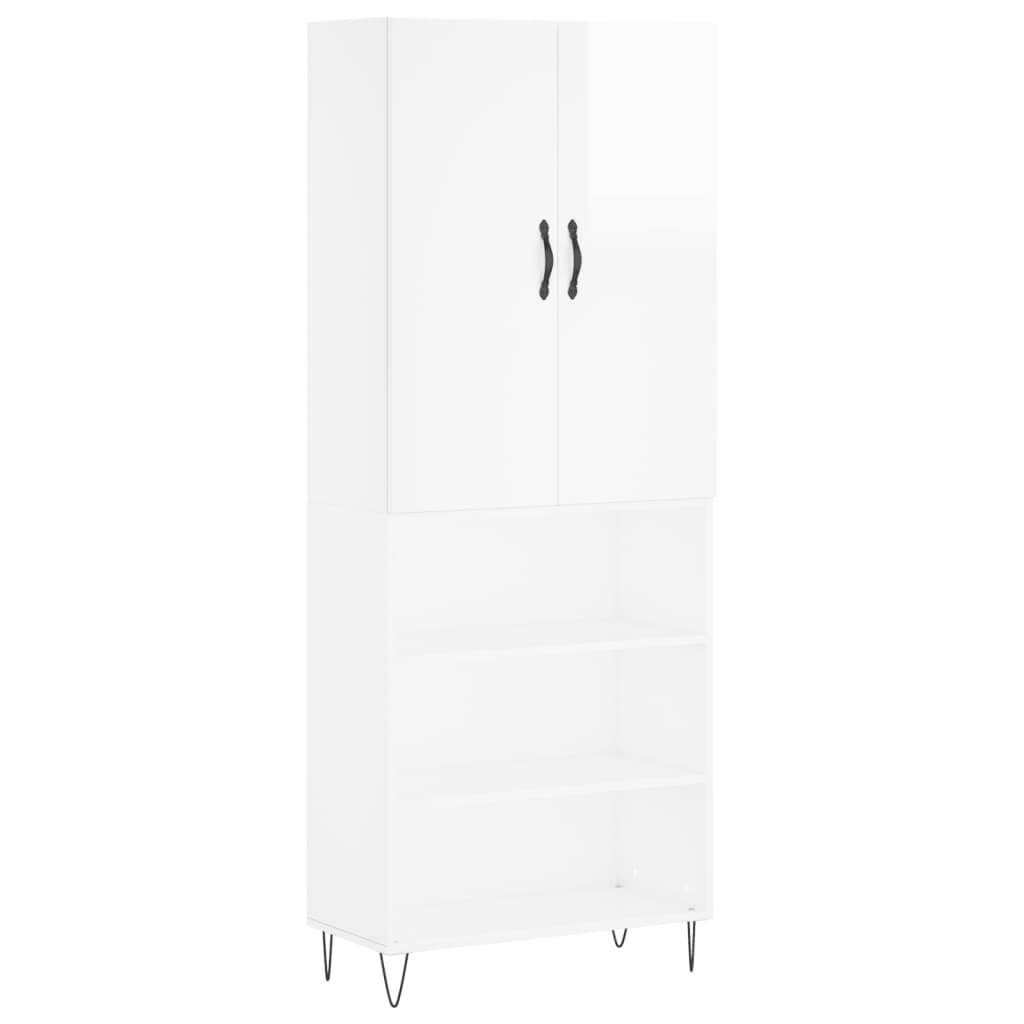 Credenza Bianco Lucido 69,5x34x180 cm in Legno Multistrato 3198115