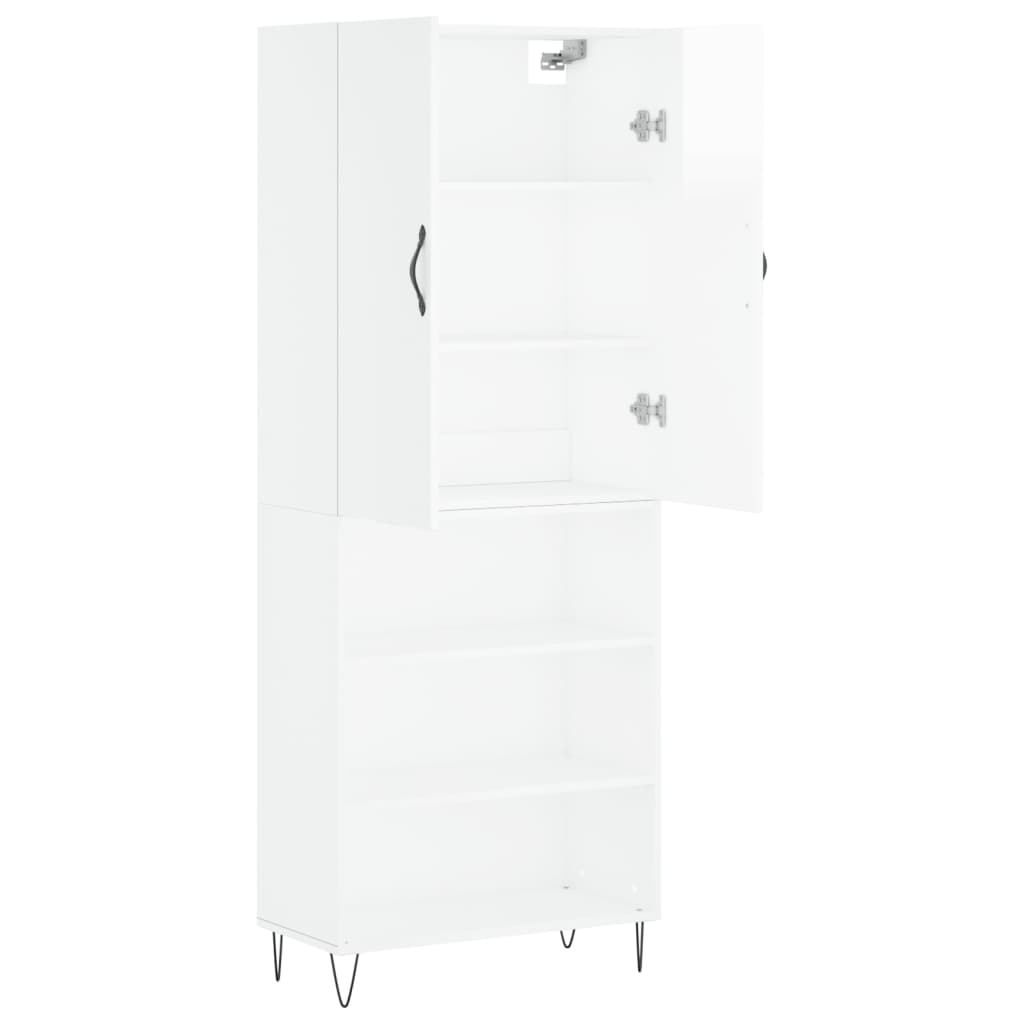 Credenza Bianco Lucido 69,5x34x180 cm in Legno Multistrato 3198115