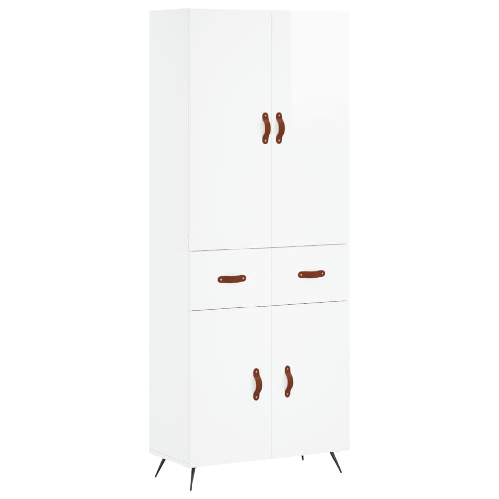 Credenza Bianco Lucido 69,5x34x180 cm in Legno Multistratocod mxl 77740