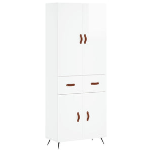 Credenza Bianco Lucido 69,5x34x180 cm in Legno Multistrato 3198123