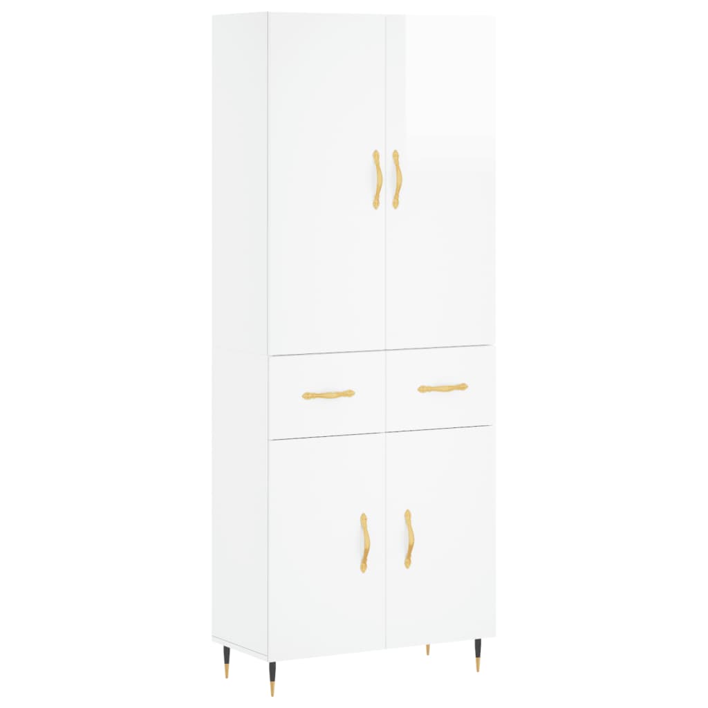 Credenza Bianco Lucido 69,5x34x180 cm in Legno Multistrato 3198131