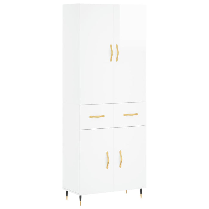 Credenza Bianco Lucido 69,5x34x180 cm in Legno Multistrato 3198131