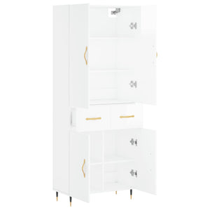 Credenza Bianco Lucido 69,5x34x180 cm in Legno Multistrato 3198131