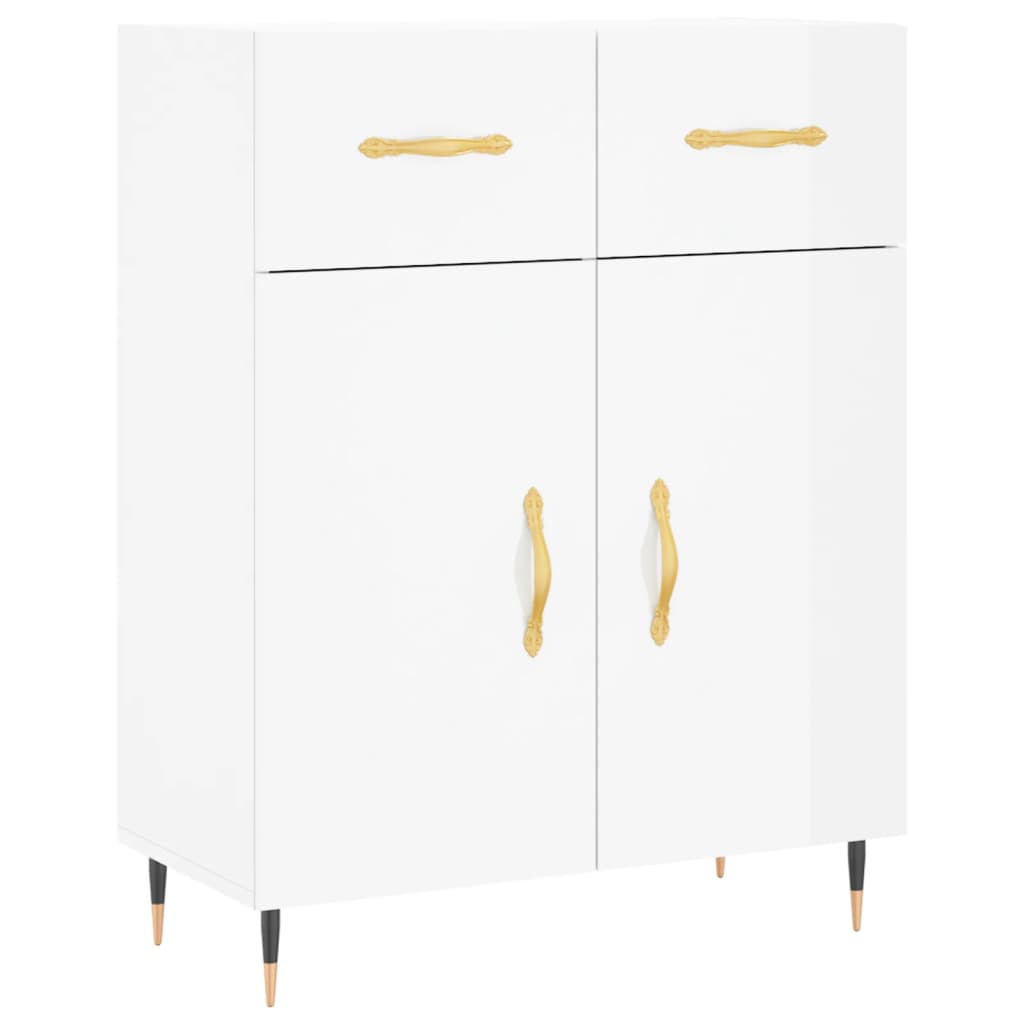 Credenza Bianco Lucido 69,5x34x180 cm in Legno Multistrato 3198131