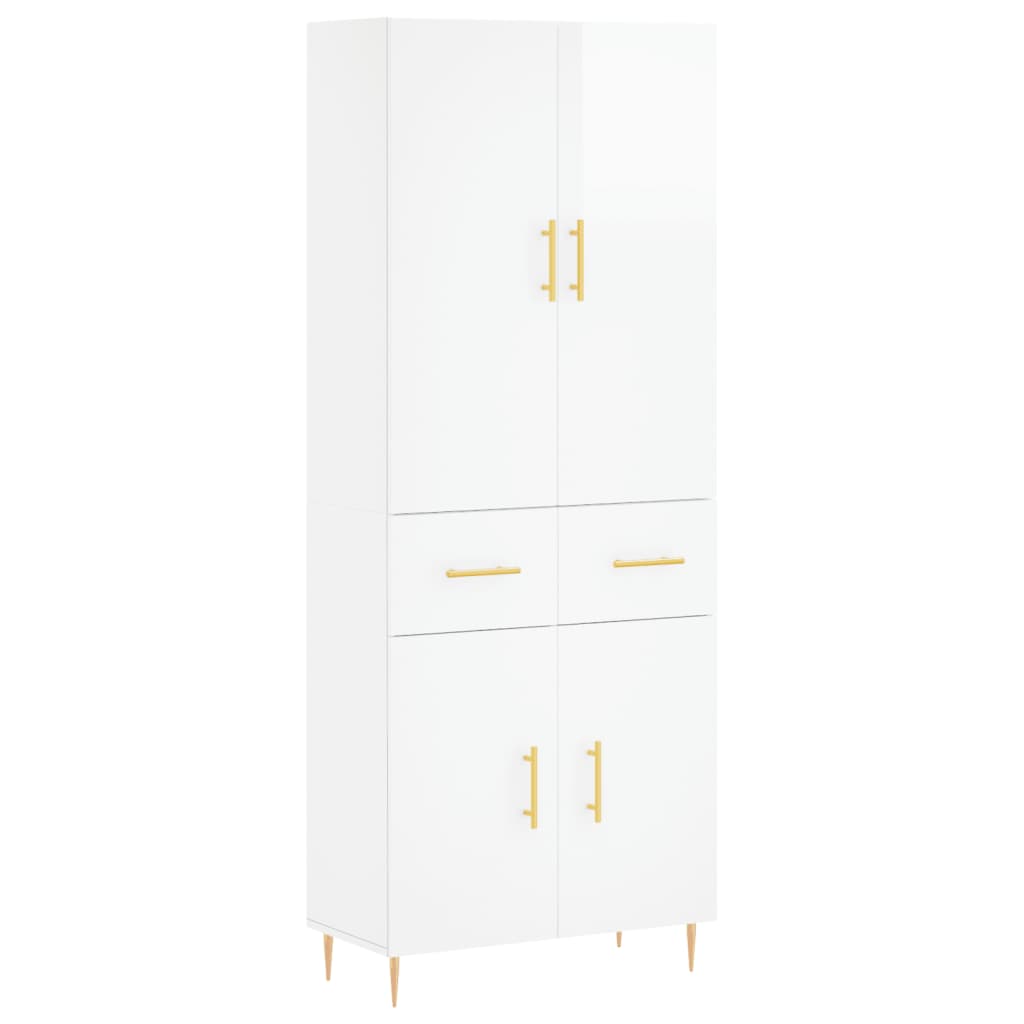 Credenza Bianco Lucido 69,5x34x180 cm in Legno Multistrato 3198139