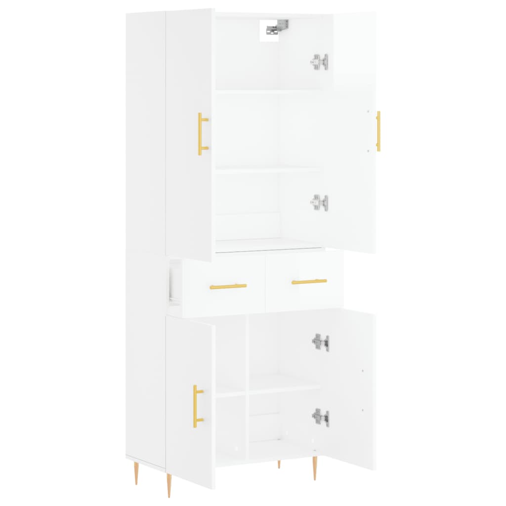 Credenza Bianco Lucido 69,5x34x180 cm in Legno Multistrato 3198139