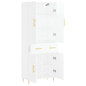 Credenza Bianco Lucido 69,5x34x180 cm in Legno Multistrato 3198139