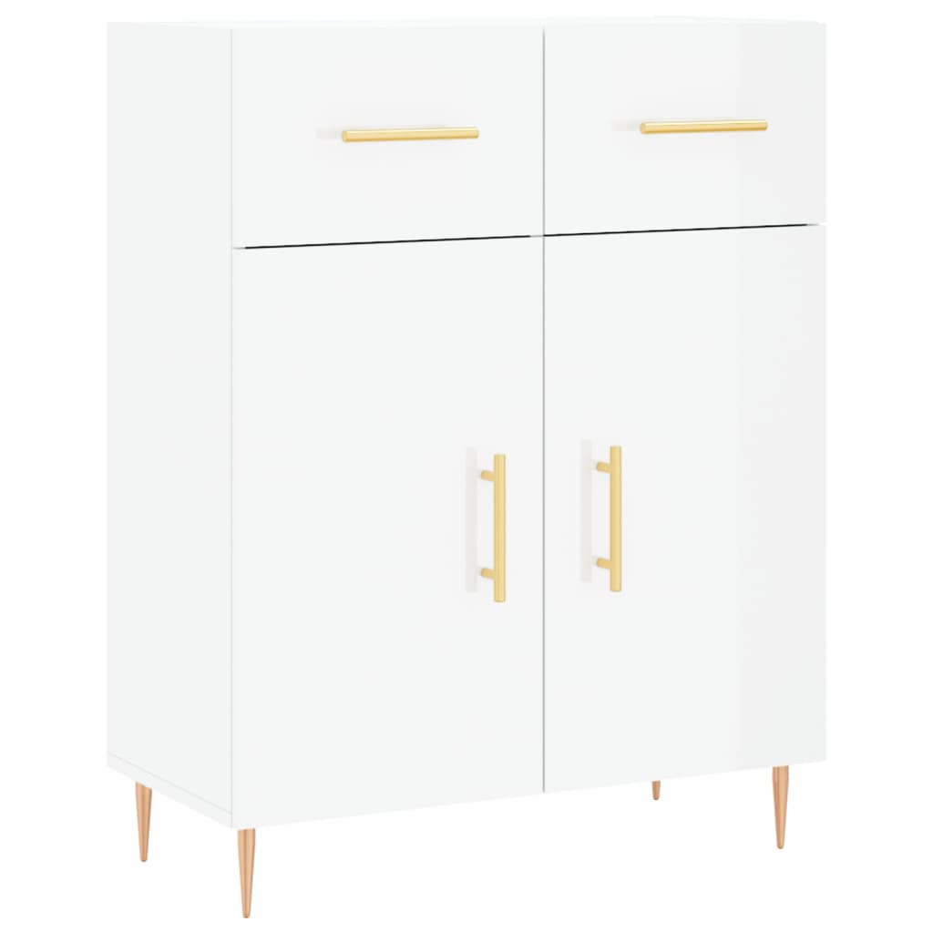 Credenza Bianco Lucido 69,5x34x180 cm in Legno Multistrato 3198139