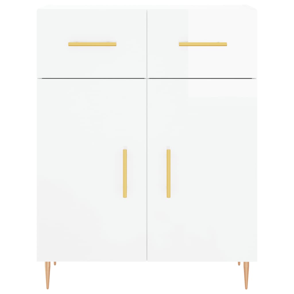 Credenza Bianco Lucido 69,5x34x180 cm in Legno Multistrato 3198139